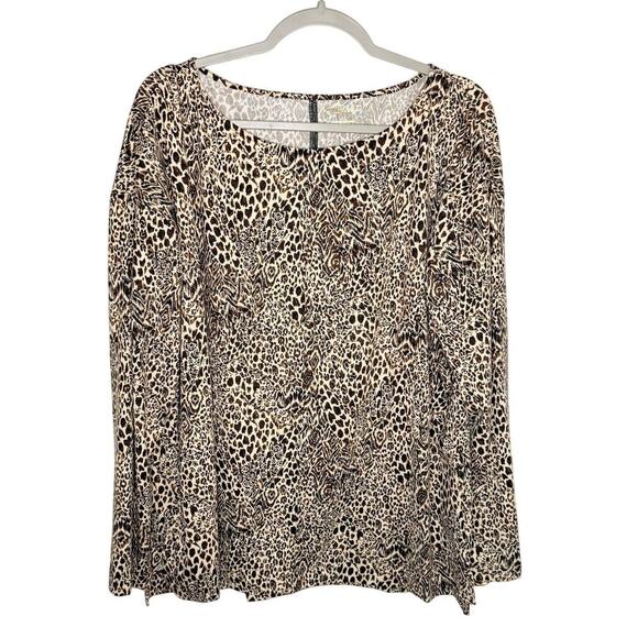 Lilly Pulitzer Karessa Top UPF 50+ Macademia Pattern Play Brown Leopard Size XL - Picture 2 of 6